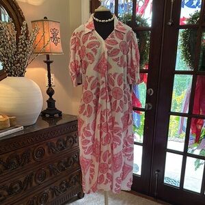 Dizzy Pink and White Midi Dress